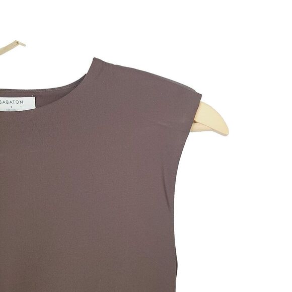 Babaton Thong Bodysuit S Brown Stretch Knit Cap Sleeve Padded Shoulder Fitted - Picture 3 of 7